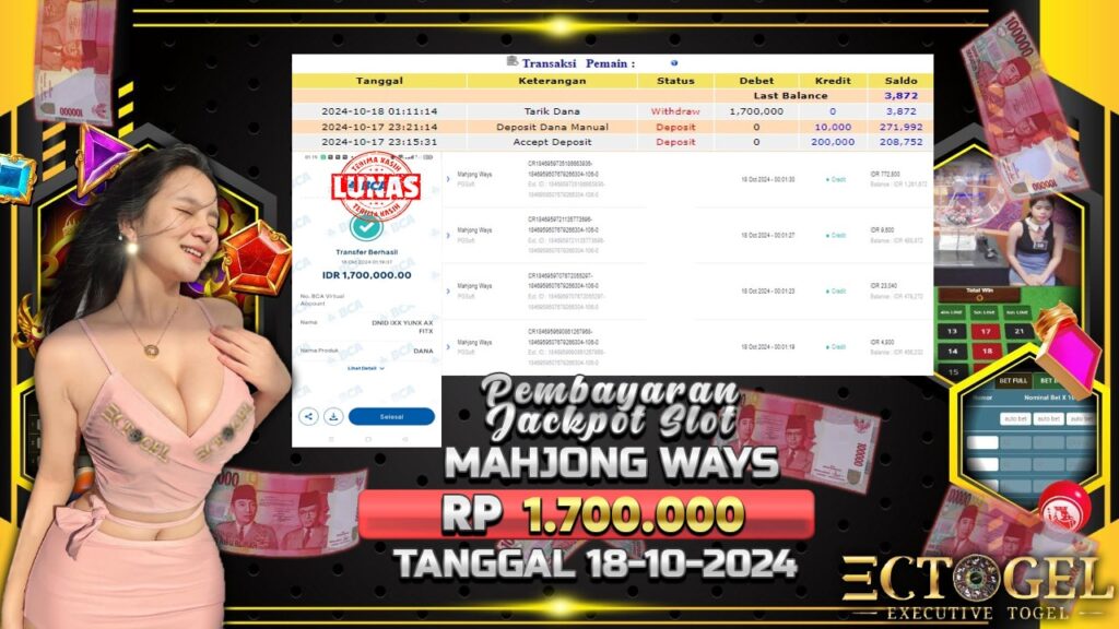 BUKTI JACKPOT SLOT MAHJONG WAYS TERPERCAYA DI INDONESIA TGL 18-10-2024