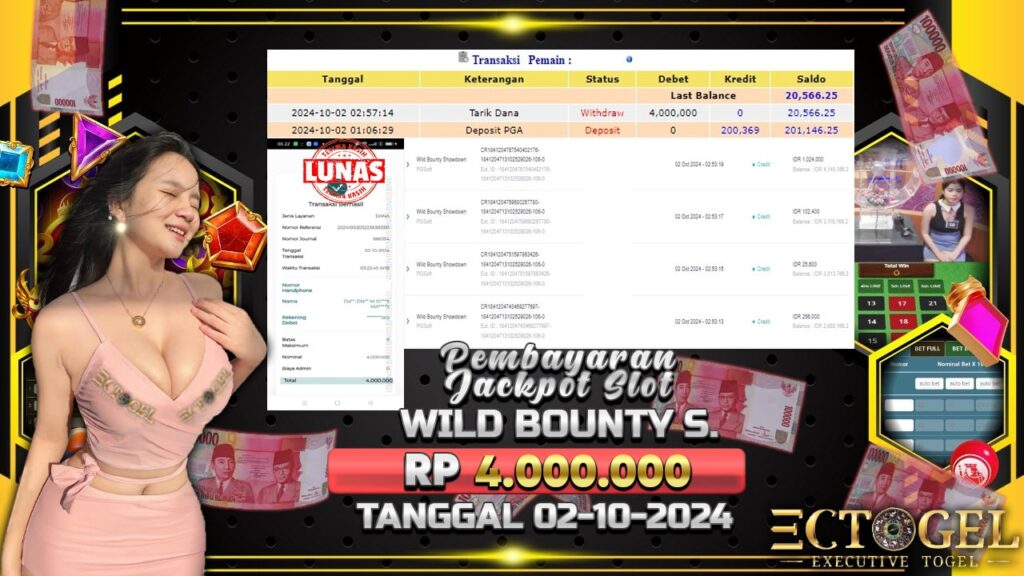 BUKTI JACKPOT SLOT WILD BOUNTY SHOWDOWN TERPERCAYA DI INDONESIA TGL 02-10-2024