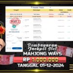 BUKTI JACKPOT SLOT MAHJONG WAYS TERPERCAYA DI INDONESIA TGL 01-12-2024