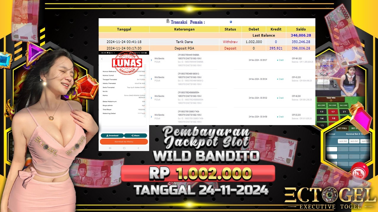 BUKTI JACKPOT SLOT WILD BANDITO TERPERCAYA DI INDONESIA TGL 24-11-2024