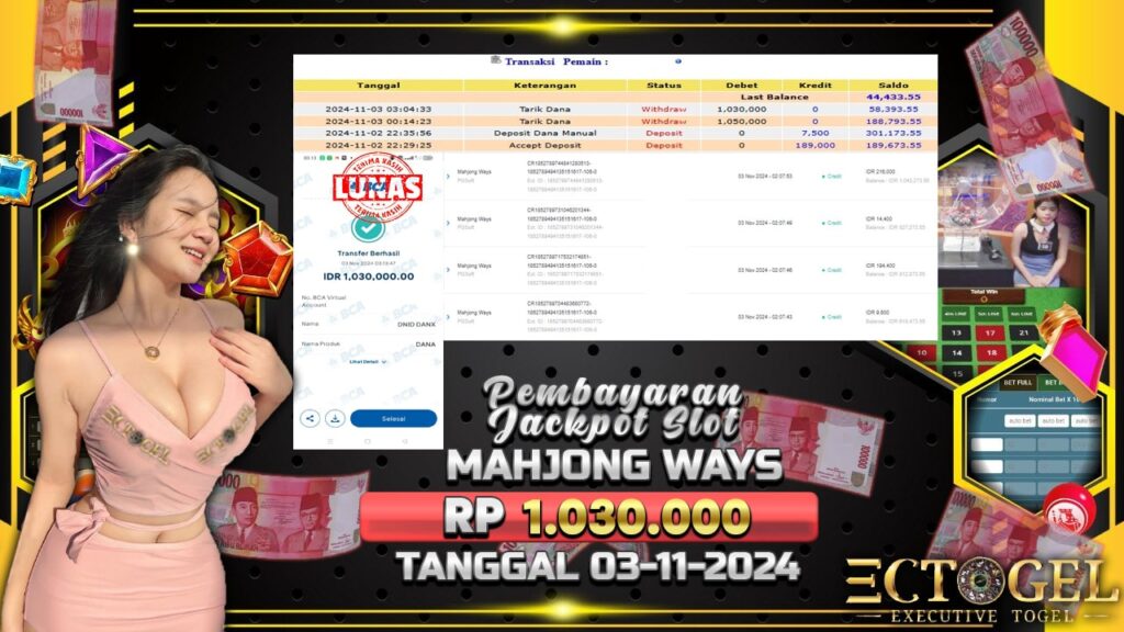 BUKTI JACKPOT SLOT MAHJONG WAYS TERPERCAYA DI INDONESIA TGL 03-11-2024