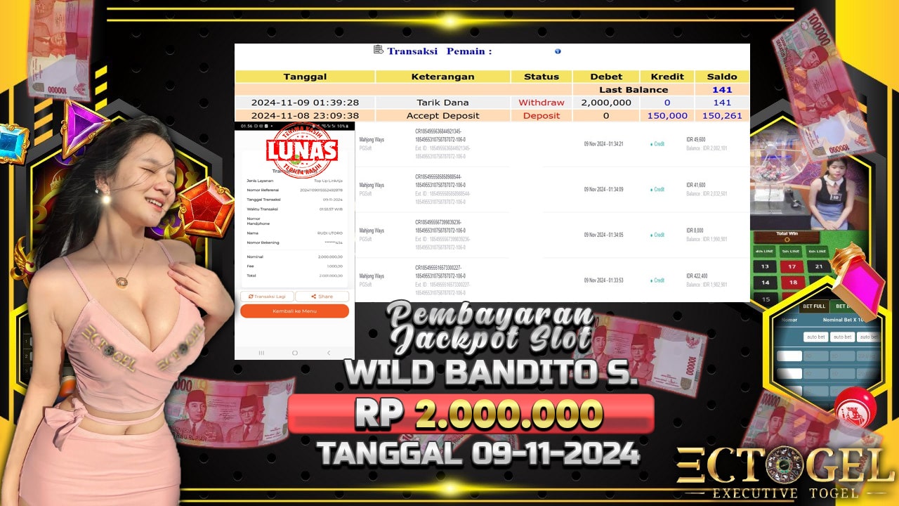 BUKTI JACKPOT SLOT MAHJONG WAYS TERPERCAYA DI INDONESIA TGL 09-11-2024