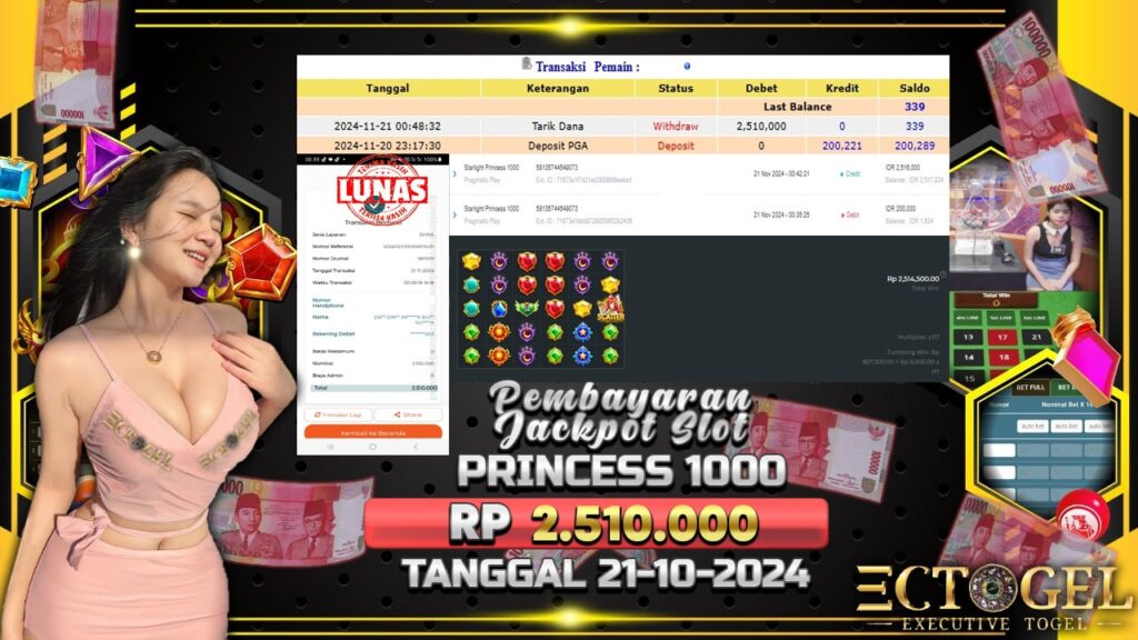 BUKTI JACKPOT SLOT STARLIGHT PRINCESS 1000 TERPERCAYA DI INDONESIA TGL 21-11-2024