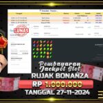 BUKTI JACKPOT SLOT RUJAK BONANZA TERPERCAYA DI INDONESIA TGL 27-11-2024