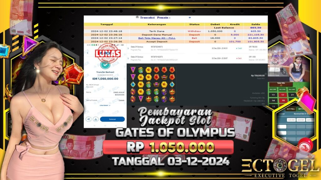 BUKTI JACKPOT SLOT GATES OF OLYMPUS TERPERCAYA DI INDONESIA TGL 03-12-2024