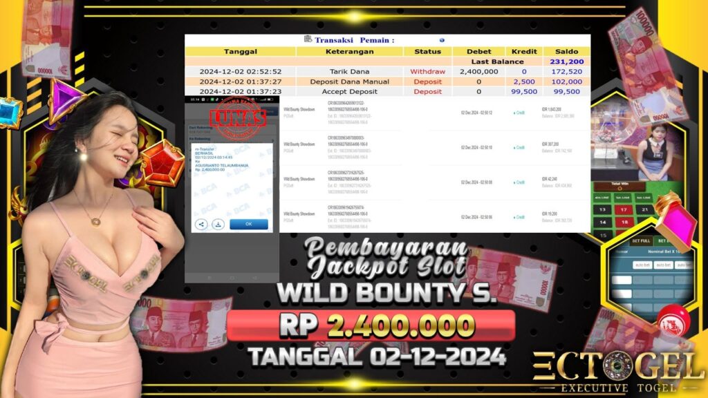 BUKTI JACKPOT SLOT WILD BOUNTY SHOWDOWN TERPERCAYA DI INDONESIA TGL 02-12-2024